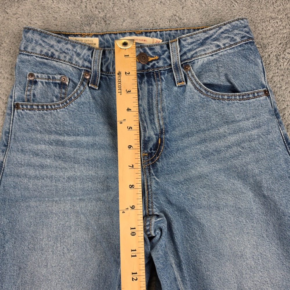 Levis Premium Baggy Dad Barrel Jeans Womens 24 Blue High Rise Relaxed Tapered - Picture 11 of 13